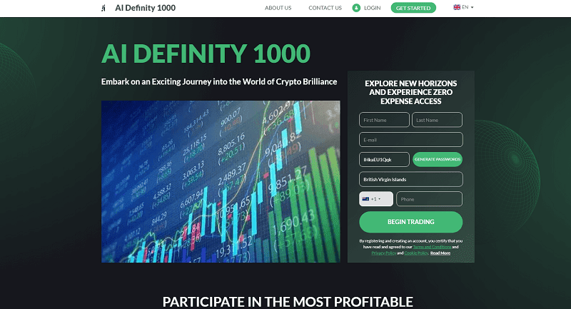 AI Definity 1000 Homepage Screenshot