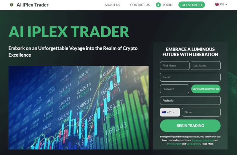 AI iPlex Trader Homepage Screenshot