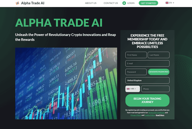 Alpha Trade AI Homepage Screenshot