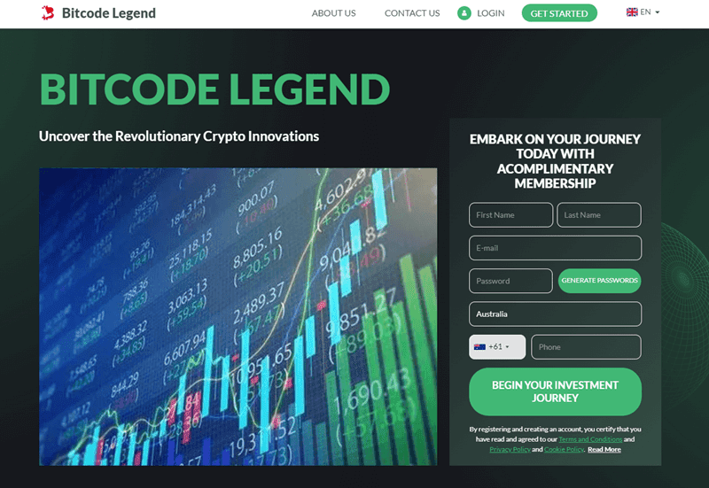 Bitcode Legend Homepage Screenshot