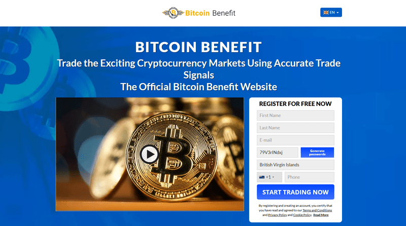 Bitcoin Benefit Homepage Screenshot