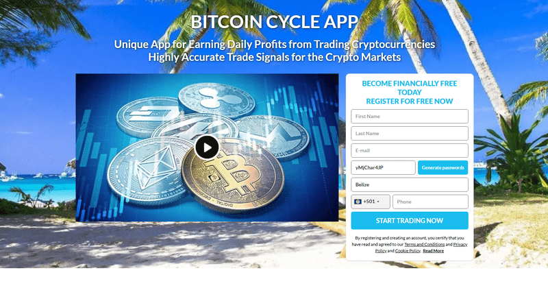 Bitcoin Cycle App Homepage Screenshot