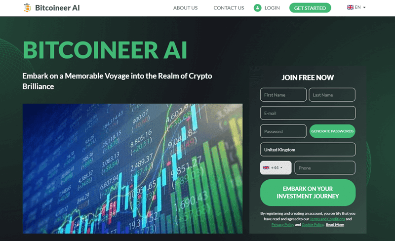 Bitcoineer AI Homepage Screenshot