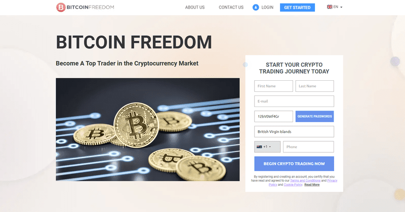 Bitcoin Freedom Homepage Screenshot