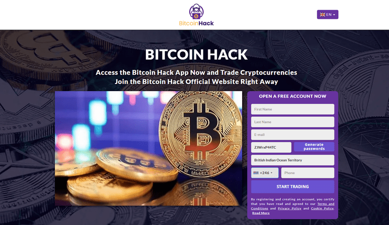 Bitcoin Hack Homepage Screenshot