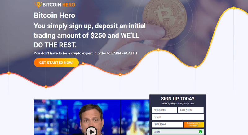 Bitcoin Hero Homepage Screenshot