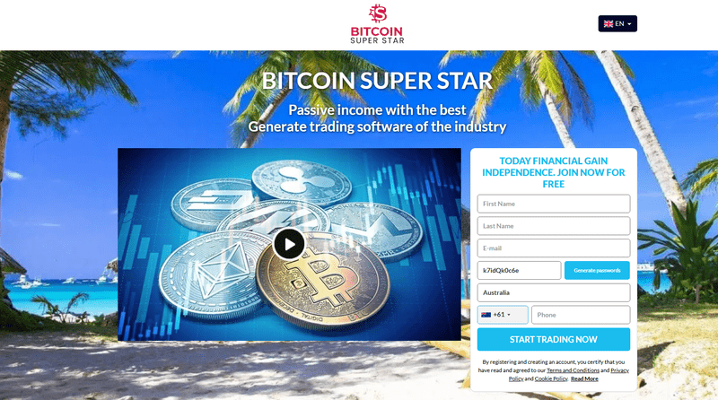 Bitcoin Super Star Homepage Screenshot