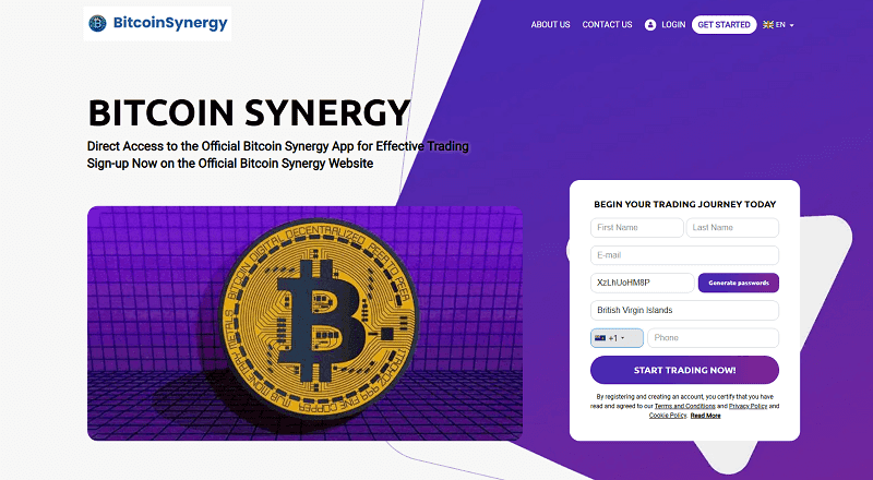 Bitcoin Synergy Homepage Screenshot