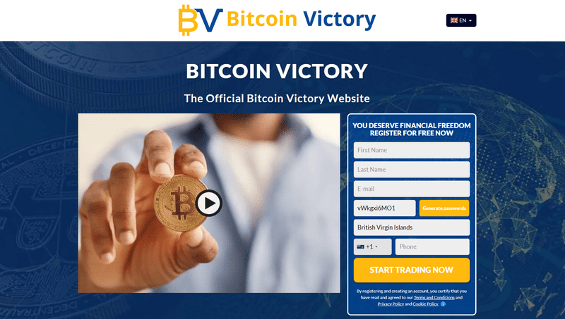 Bitcoin Victory Homepage Screenshot