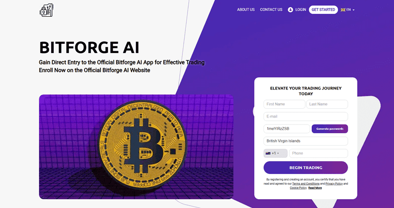 Bitforge AI Homepage Screenshot