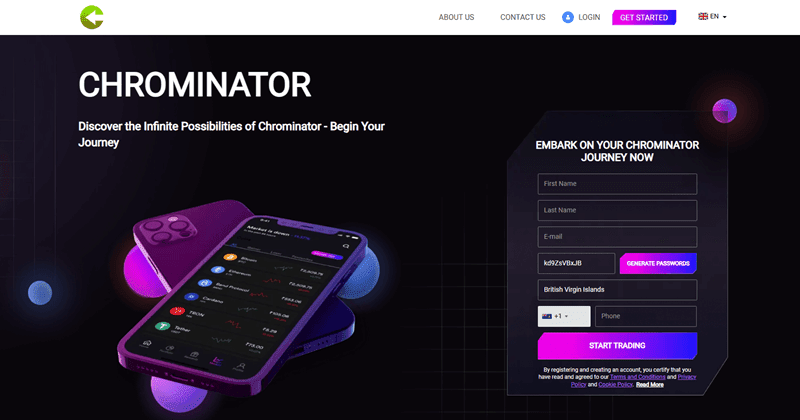 Chrominator Homepage Screenshot