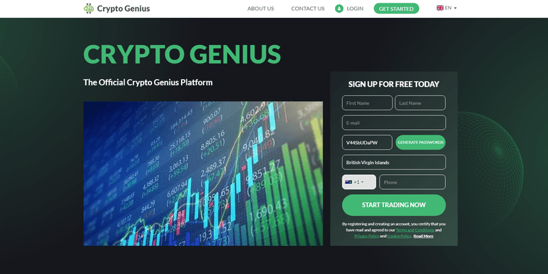 Crypto Genius Homepage Screenshot