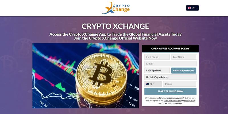 Crypto XChange Homepage Screenshot