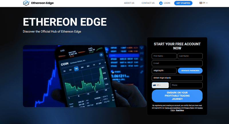 Ethereon Edge Homepage Screenshot