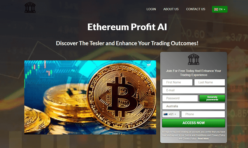 Ethereum Profit AI Homepage Screenshot