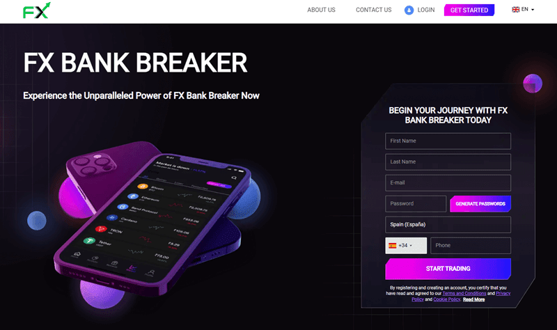 FX Bank Breaker Homepage Screenshot