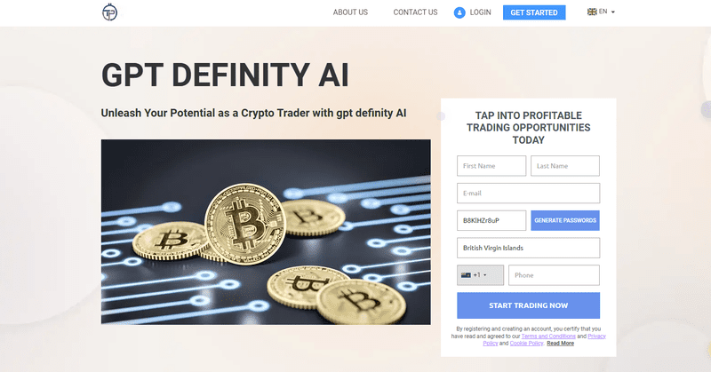 GPT Definity AI Homepage Screenshot