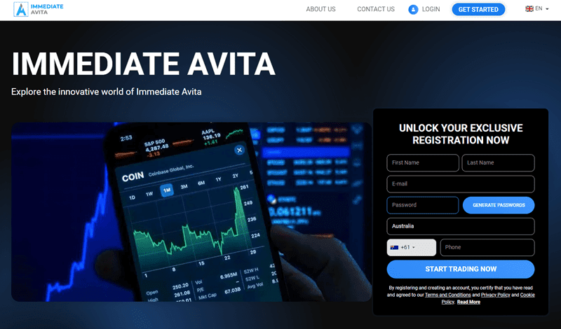 Immediate Avita Homepage Screenshot