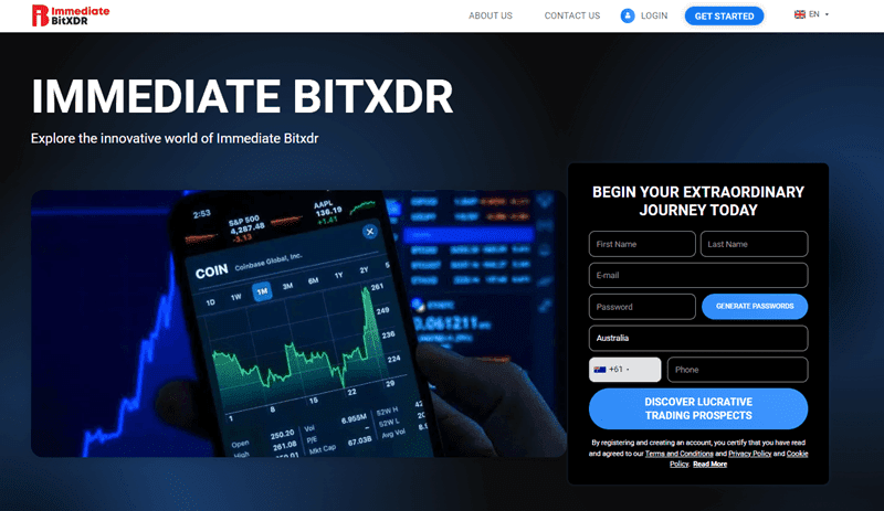 Immediate BitXDR Homepage Screenshot