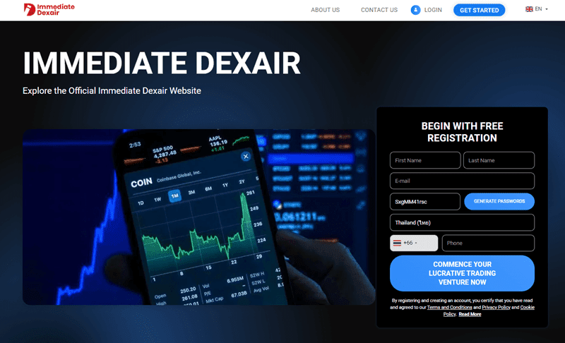 Immediate DexAir Homepage Screenshot