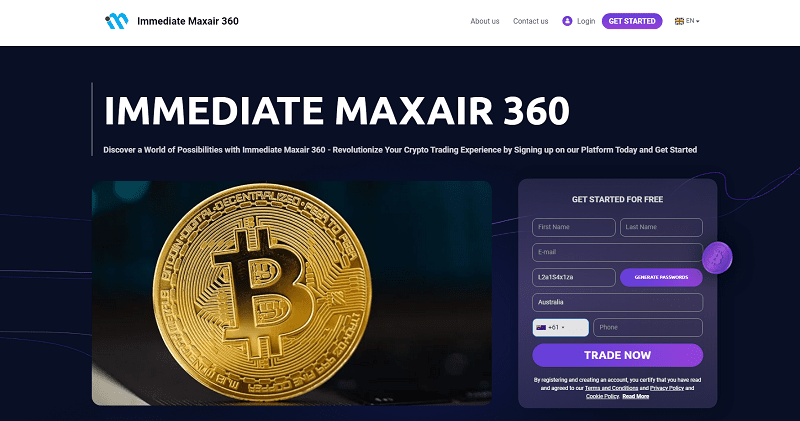 Immediate MaxAir Homepage Screenshot