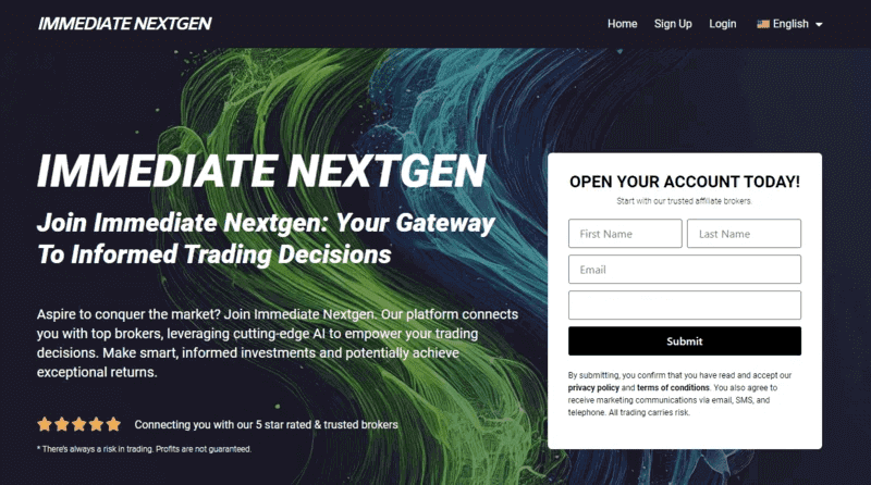 Immediate Nextgen Homepage Screenshot