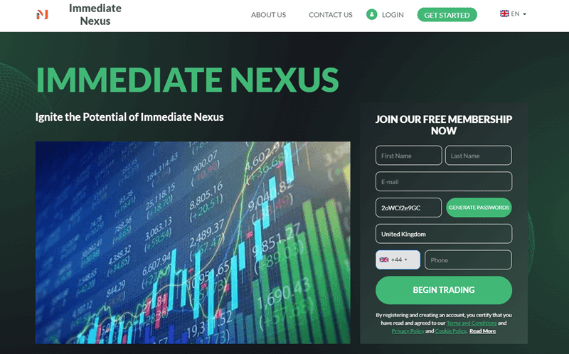 Immediate Nexus Homepage Screenshot