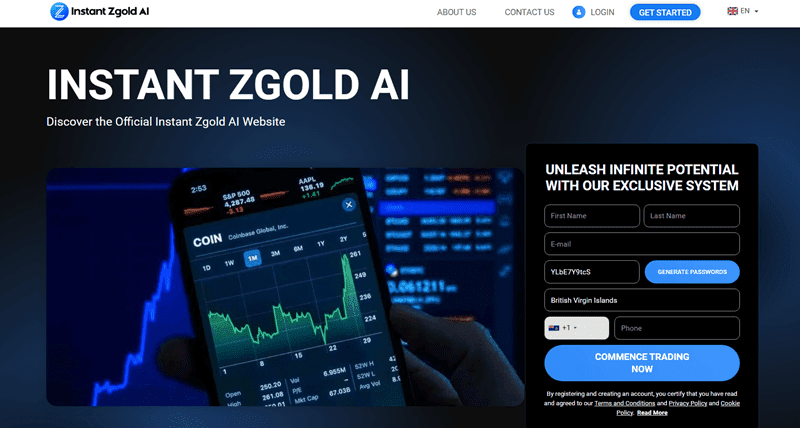 Instant Zgold AI Homepage Screenshot