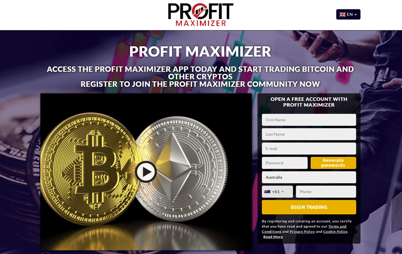 Profit Maximizer Homepage Screenshot