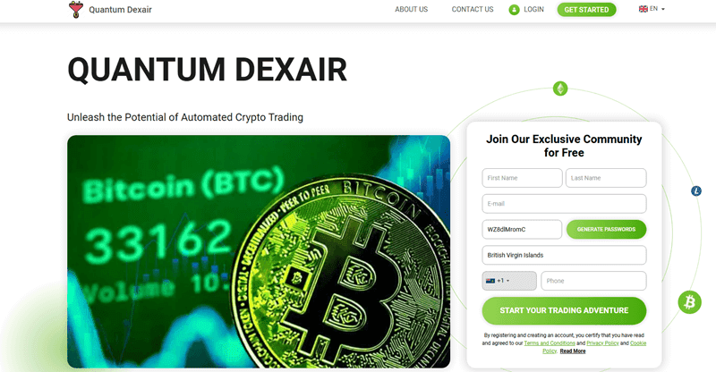 Quantum Dexair Homepage Screenshot