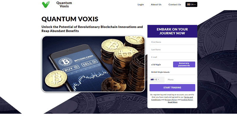 Quantum Voxis Homepage Screenshot