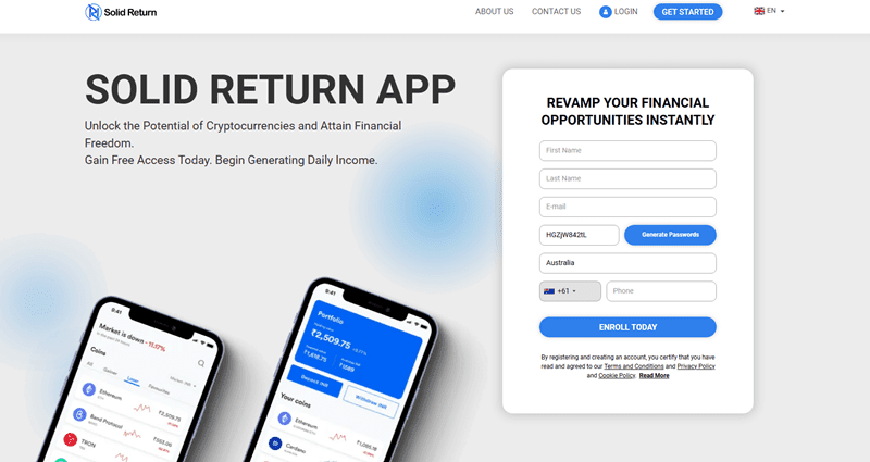 Solid Return Homepage Screenshot