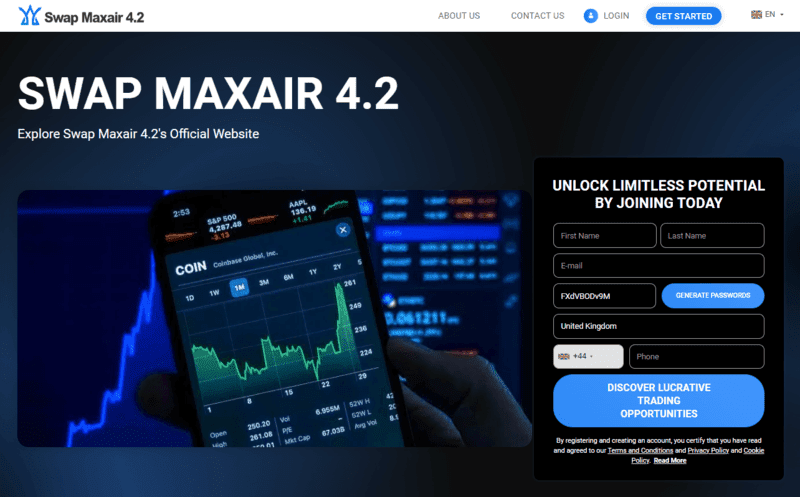 Swap Maxair 4.2 Homepage Screenshot