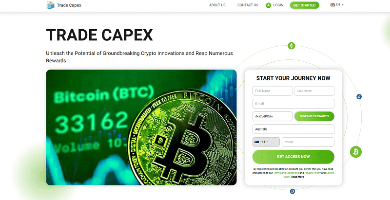 Trade Capex Homepage Screenshot