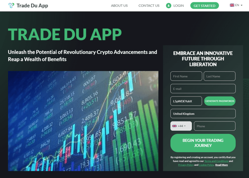 Trade Du App Homepage Screenshot