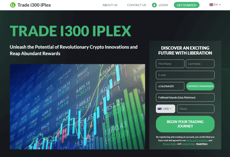 Trade i300 iPlex Homepage Screenshot