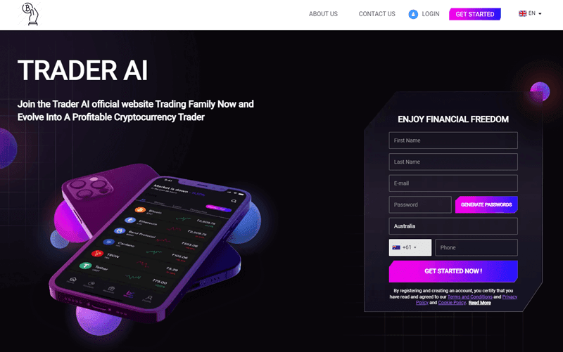 Trader AI Homepage Screenshot