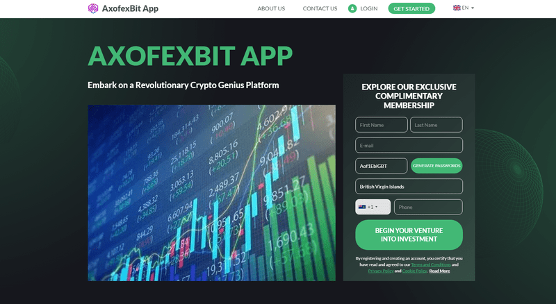 AxofexBit App Homepage Screenshot