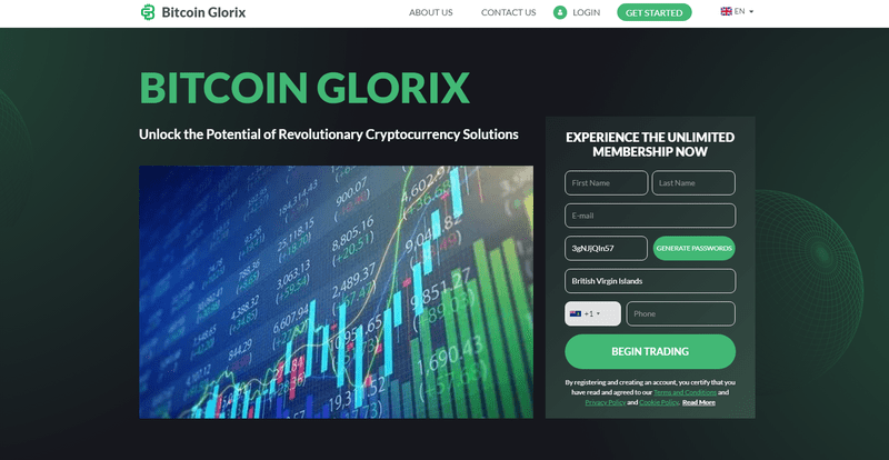 Bitcoin Glorix Homepage Screenshot