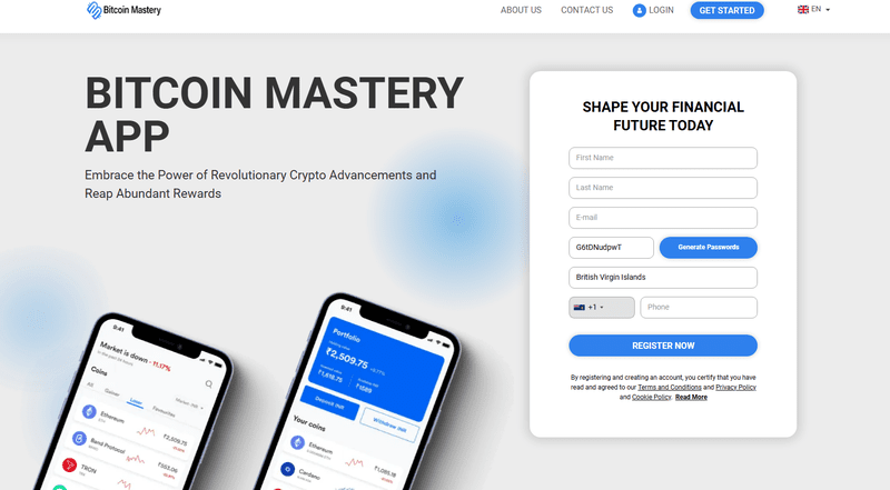 Bitcoin Mastery Homepage Screenshot