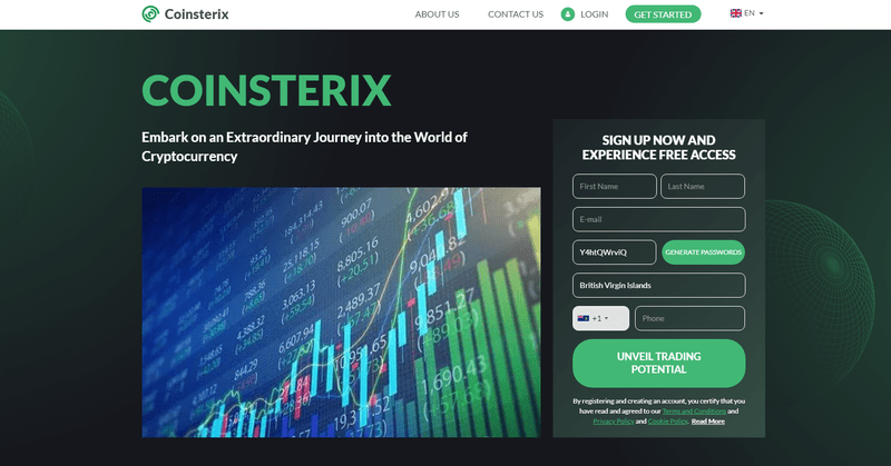 Coinsterix Homepage Screenshot