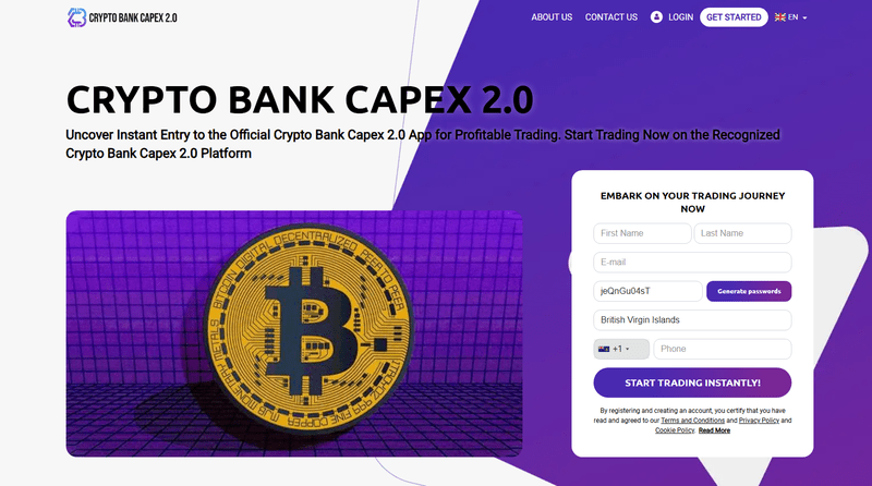 Crypto Bank Capex 2.0 Homepage Screenshot