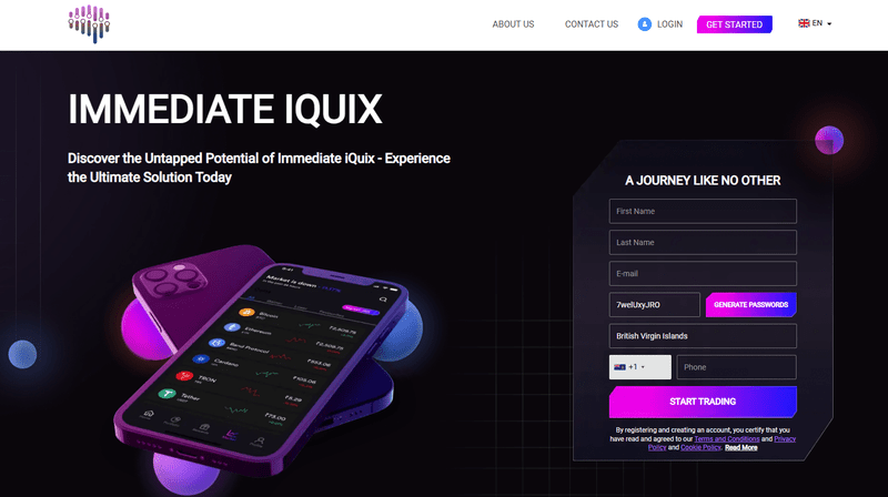 Immediate iQuix Homepage Screenshot