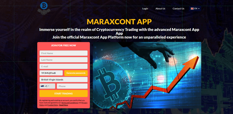 Maraxcont App Homepage Screenshot